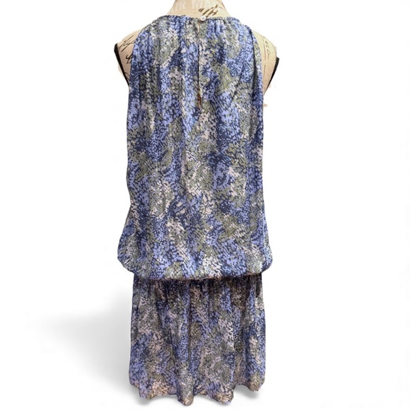 Ramy Brook Blue Green Silk Printed Drop-Waist Dress – Size L - Picture 3 of 6